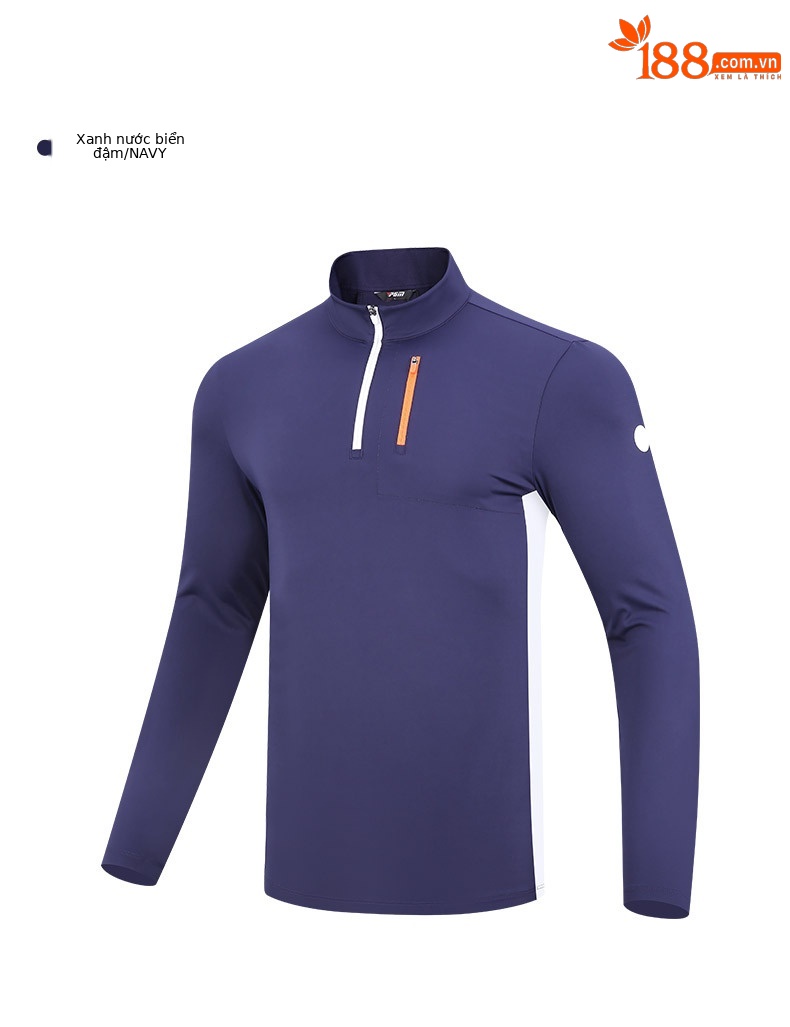 Áo thun golf nam dài tay cổ đứng PGM thiết kế thể thao — YF522-Màu xanh nhạt, YF522-màu xanh nước biển, YF522-màu trắng chi tiết 11