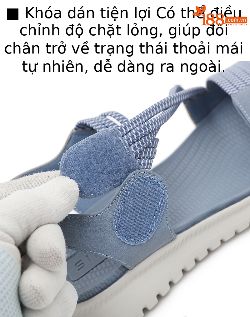 Dép sandal nữ quai chữ V đế dày thể thao nhẹ, đàn hồi, size lớn — Màu đen, Màu xanh lam, Màu mơ chi tiết 5