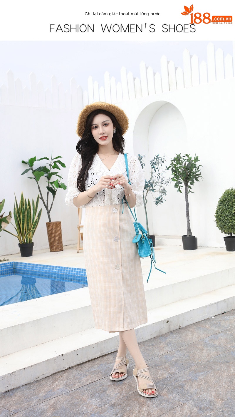 Dép sandal nữ quai chữ V đế dày thể thao nhẹ, đàn hồi, size lớn — Màu đen, Màu xanh lam, Màu mơ chi tiết 14