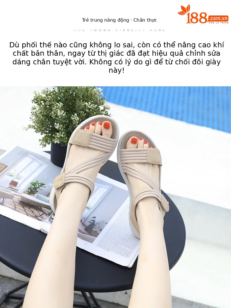 Dép sandal nữ quai chữ V đế dày thể thao nhẹ, đàn hồi, size lớn — Màu đen, Màu xanh lam, Màu mơ chi tiết 21