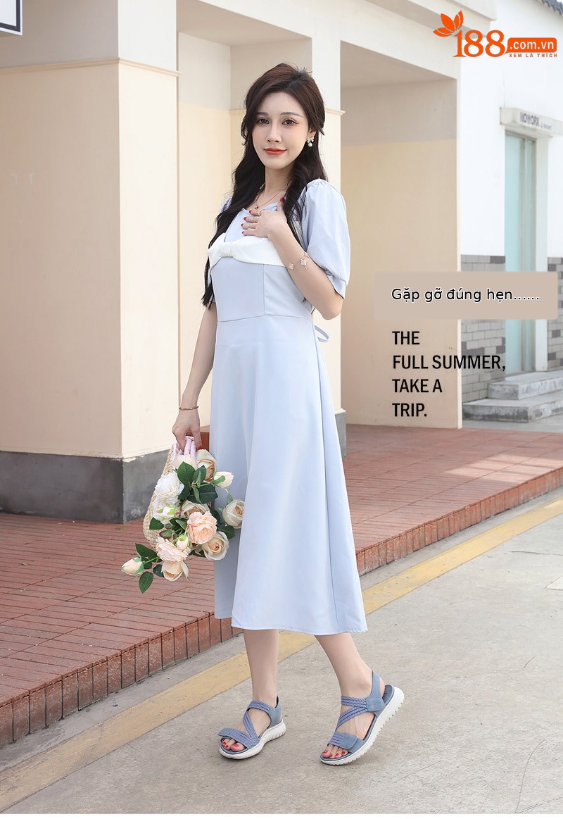 Dép sandal nữ quai chữ V đế dày thể thao nhẹ, đàn hồi, size lớn — Màu đen, Màu xanh lam, Màu mơ chi tiết 33