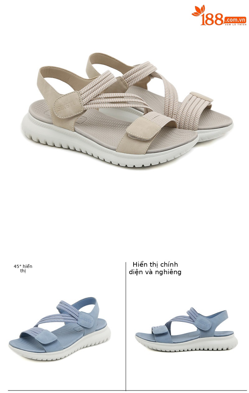Dép sandal nữ quai chữ V đế dày thể thao nhẹ, đàn hồi, size lớn — Màu đen, Màu xanh lam, Màu mơ chi tiết 41
