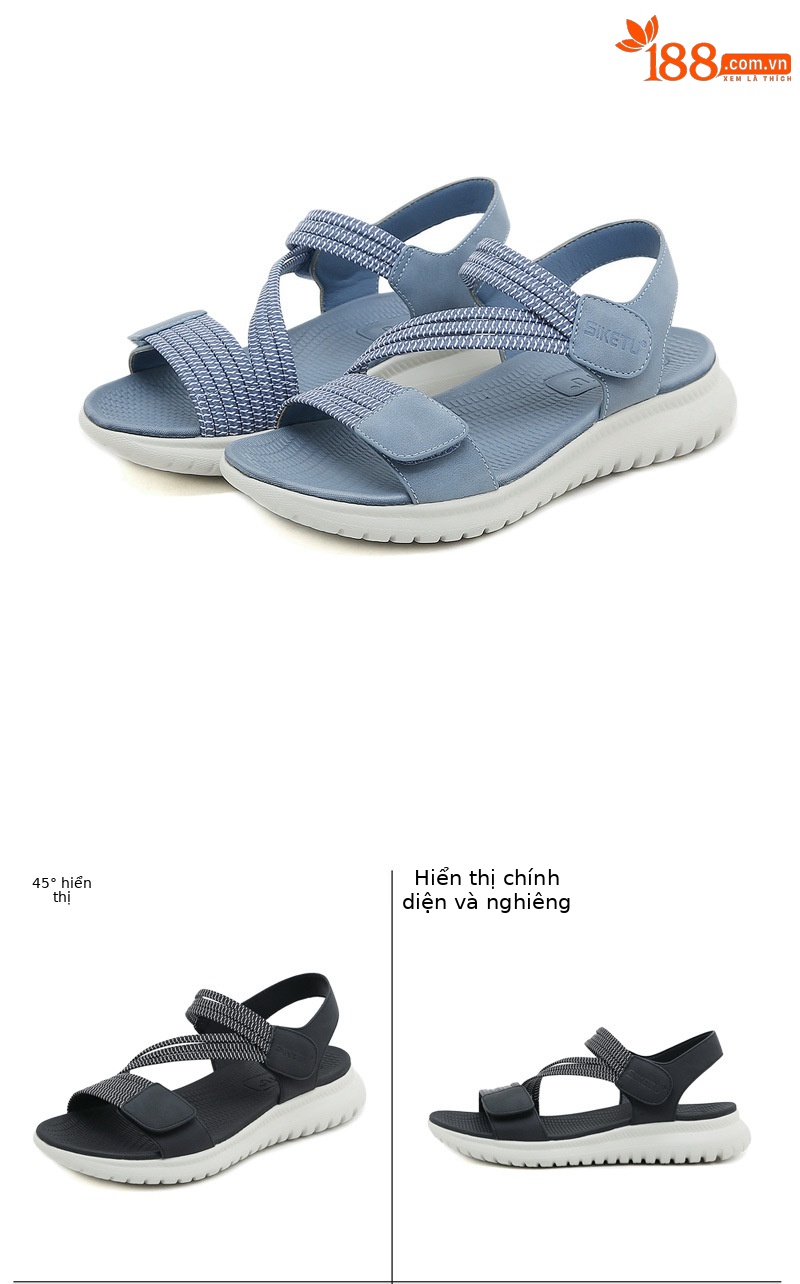 Dép sandal nữ quai chữ V đế dày thể thao nhẹ, đàn hồi, size lớn — Màu đen, Màu xanh lam, Màu mơ chi tiết 42