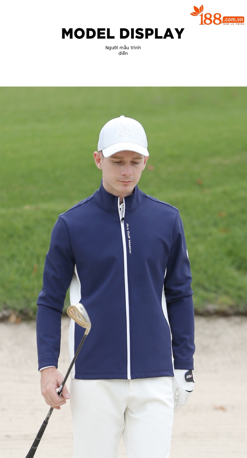 Áo khoác golf nam dài tay mùa thu đông, lót sưởi ấm hấp thụ ánh sáng — Yf524-màu Xanh nước biển (Ánh sáng và sưởi ấm bên trong), Yf524-trắng (Ánh sáng sưởi ấm bên trong), Yf524-màu Xám (Ánh sáng sưởi ấm bên trong) chi tiết 5