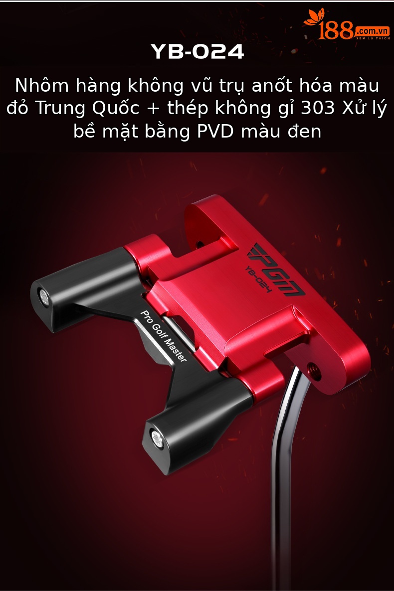 Gậy golf PGM YB-024 đầu biến dạng trọng tâm thấp, chiều dài 34 inch — TUG049-Đỏ đen chi tiết 5