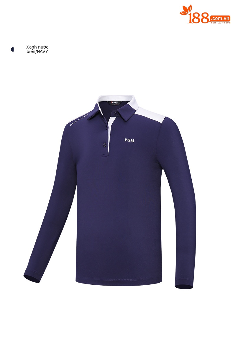 Áo thun golf dài tay bé gái PGM cổ bẻ phối sọc — YF219 màu hồng, YF548-màu trắng, YF219 màu trắng, YF548-màu xanh nước biển chi tiết 14