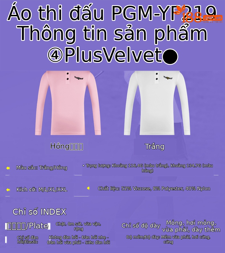 Áo thun golf dài tay bé gái PGM cổ bẻ phối sọc — YF219 màu hồng, YF548-màu trắng, YF219 màu trắng, YF548-màu xanh nước biển chi tiết 30