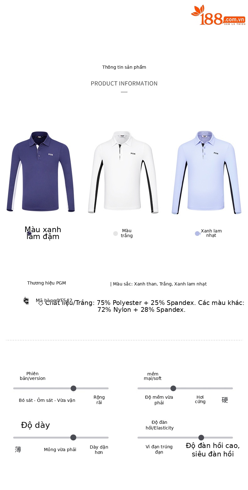 Áo golf dài tay trẻ em PGM – áo thun thể thao bé trai thiết kế ve áo mềm mại — YF542-màu xanh nhạt, YF542-màu xanh nước biển, YF542-màu trắng chi tiết 4