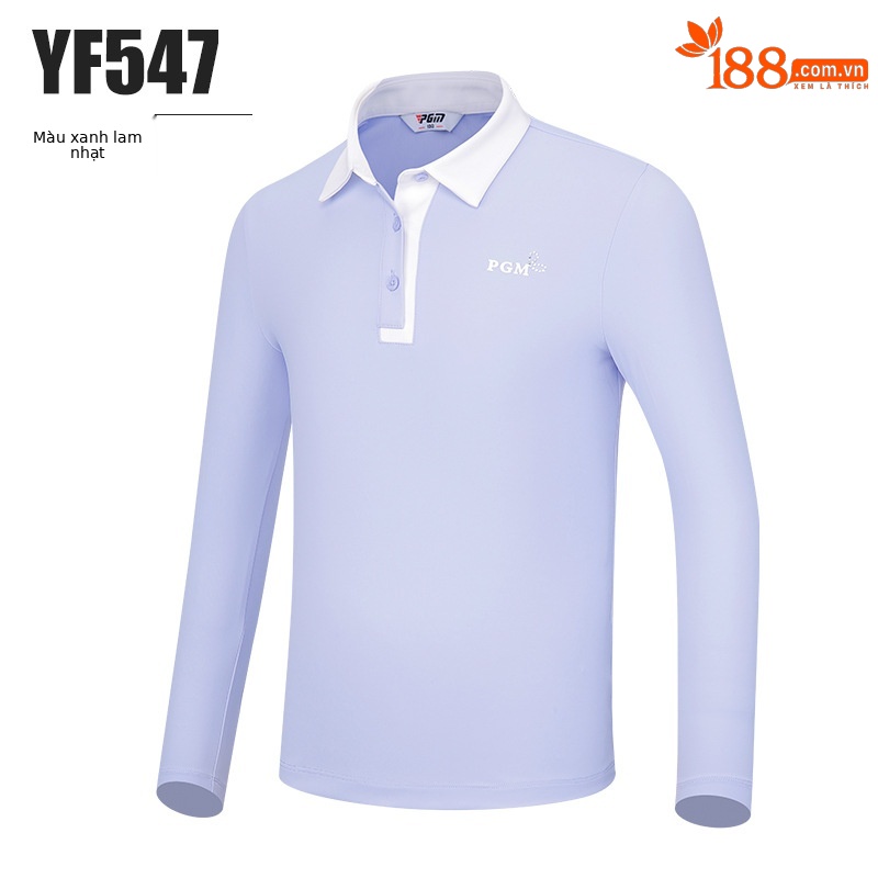 Set áo quần golf trẻ em PGM bé gái dài tay, phối màu thể thao — YF547-màu xanh nhạt, YF547-màu trắng, YF547-màu xanh hải quân