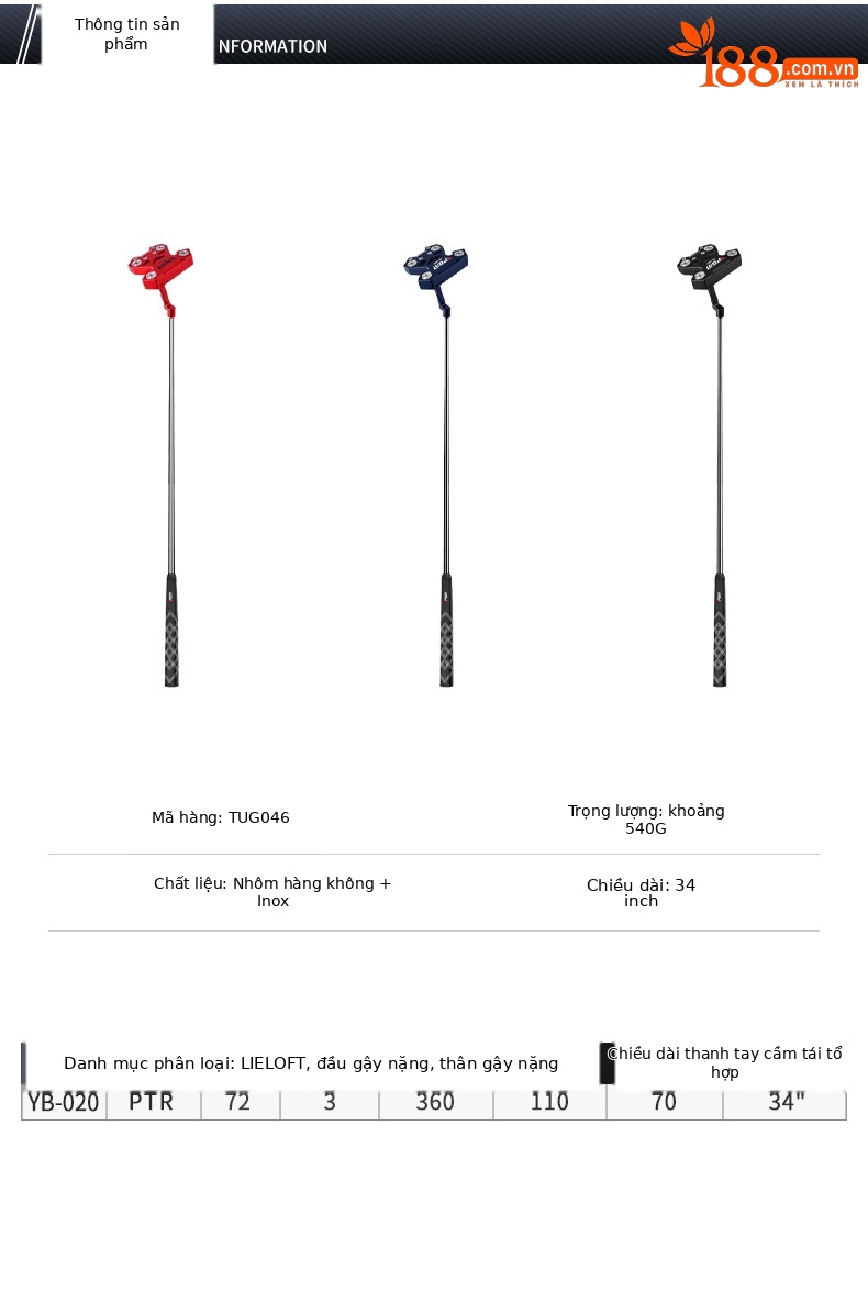 Gậy Golf Putter PGM Hàng không Dòng Nhôm Ổn định Trọng tâm Thấp Vật liệu Composite CNC — TUG046-Đen, TUG046-màu xanh, TUG046-màu đỏ chi tiết 8