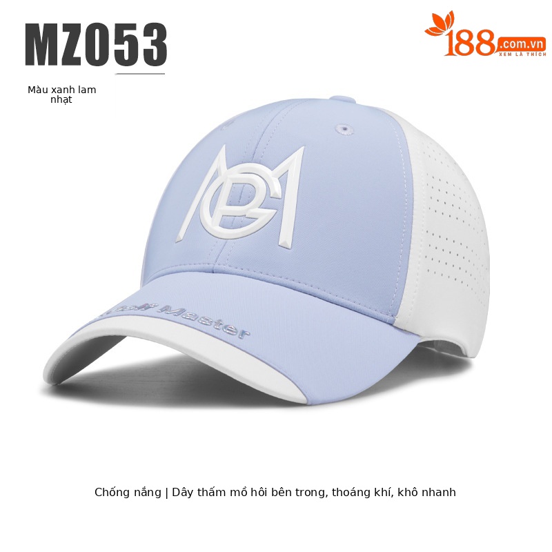 Mũ lưỡi trai golf nữ PGM chống nắng thoáng khí — MZ053-màu xanh nhạt, MZ053-màu tím nhạt, MZ053-màu xám nhạt