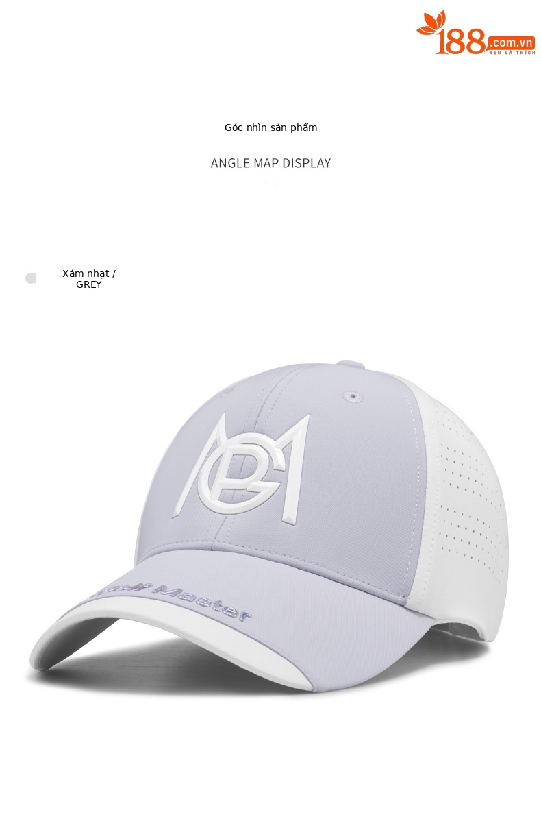 Mũ lưỡi trai golf nữ PGM chống nắng thoáng khí — MZ053-màu xanh nhạt, MZ053-màu tím nhạt, MZ053-màu xám nhạt chi tiết 10