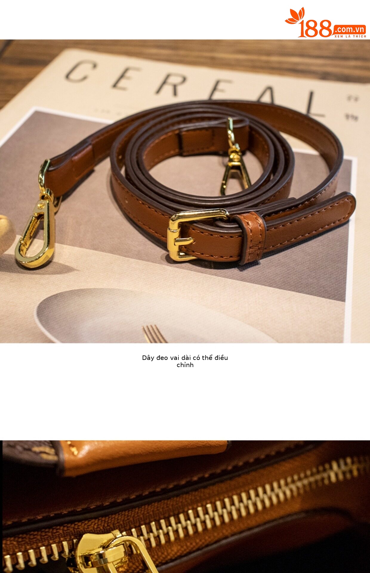 Túi bucket nữ da thật phối màu họa tiết vintage, đeo chéo một bên vai — Màu cà phê in Hoa Cỡ Nhỏ, Kaki in Hoa Cỡ Nhỏ, In hoa màu cà phê cỡ lớn chi tiết 25