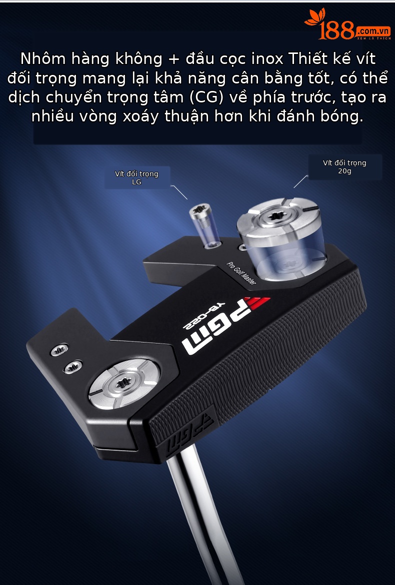 Gậy golf putter PGM dòng nhôm thiết kế đầu bò, cân bằng tốt, tỷ lệ chịu lỗi cao — TUG047-Đen, TUG047-màu xanh xám, TUG047-Đỏ đen chi tiết 4