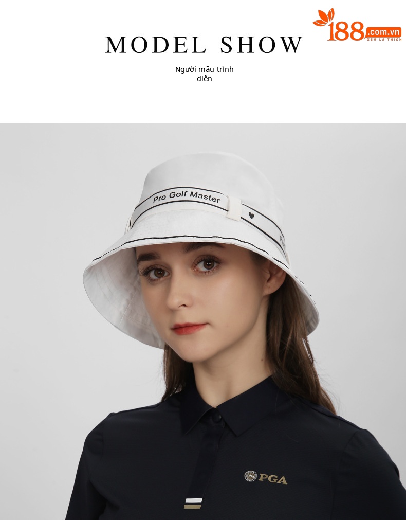 Mũ golf nữ thắt nơ kiểu ngư dân, vành rộng 7 cm, chống nắng, thoáng khí — MZ056-Màu đen, MZ056-màu hồng nhạt, MZ056-màu trắng chi tiết 5