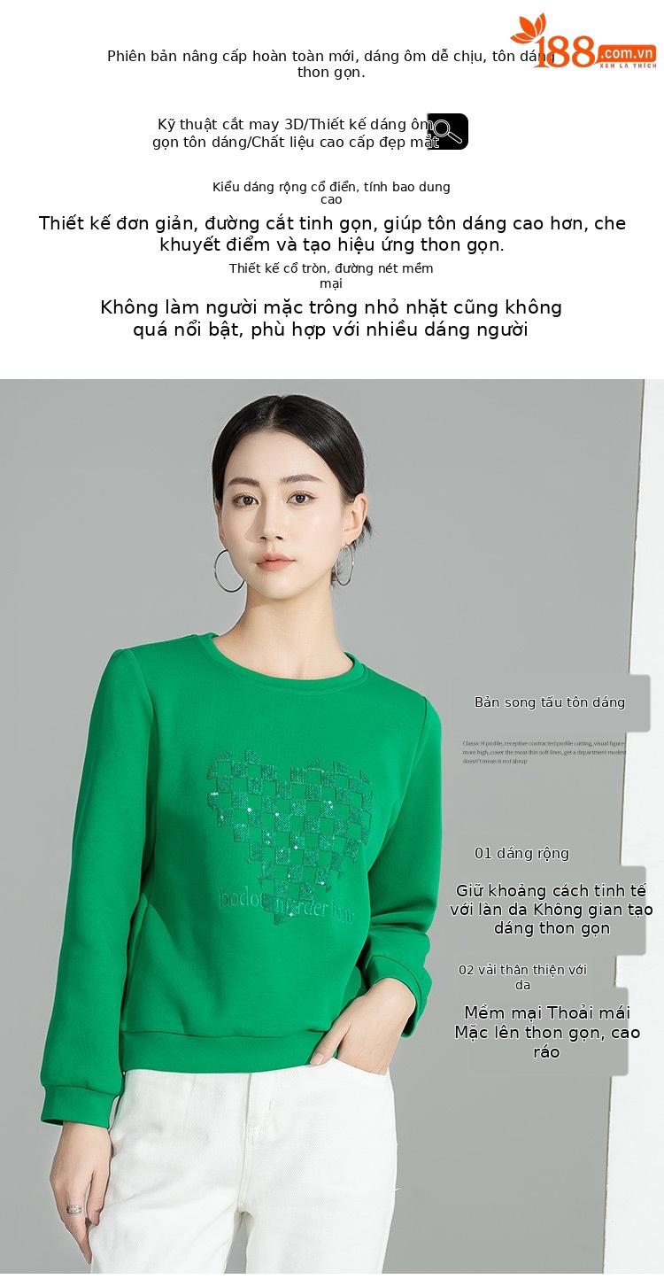 Áo hoodie chui đầu in họa tiết dáng rộng cho nữ — Màu đen chi tiết 3