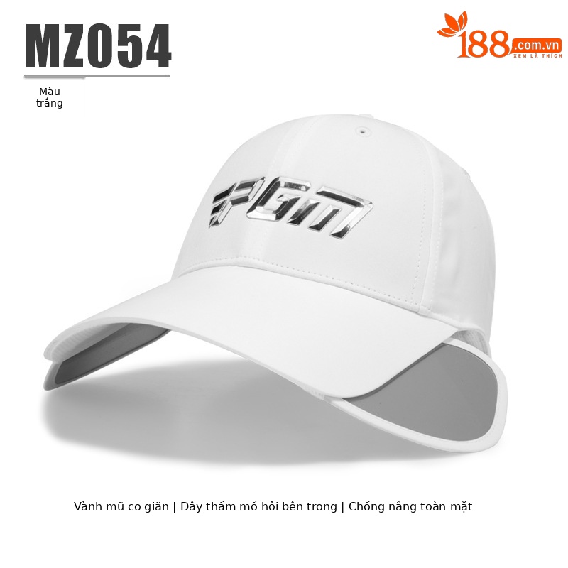 Mũ lưỡi trai nam chống nắng toàn mặt PGM vành rộng có thể thu gọn, thoáng khí — MZ054-màu trắng, MZ054-Màu đen, MZ054-màu xám