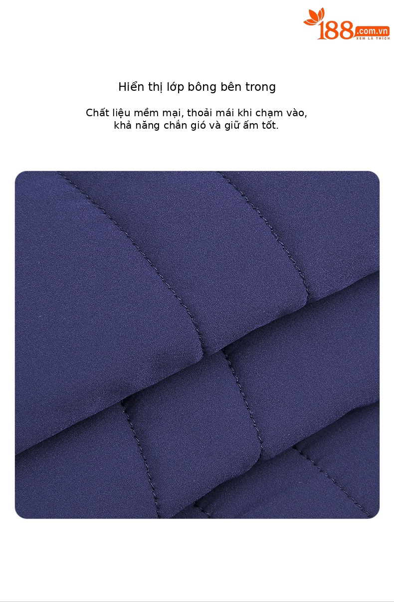 Áo khoác golf nữ chần bông giữ ấm phối màu tôn dáng — Yf514-xanh Navy Trắng [chần bông], Yf514-trắng Đen [chần bông] chi tiết 3
