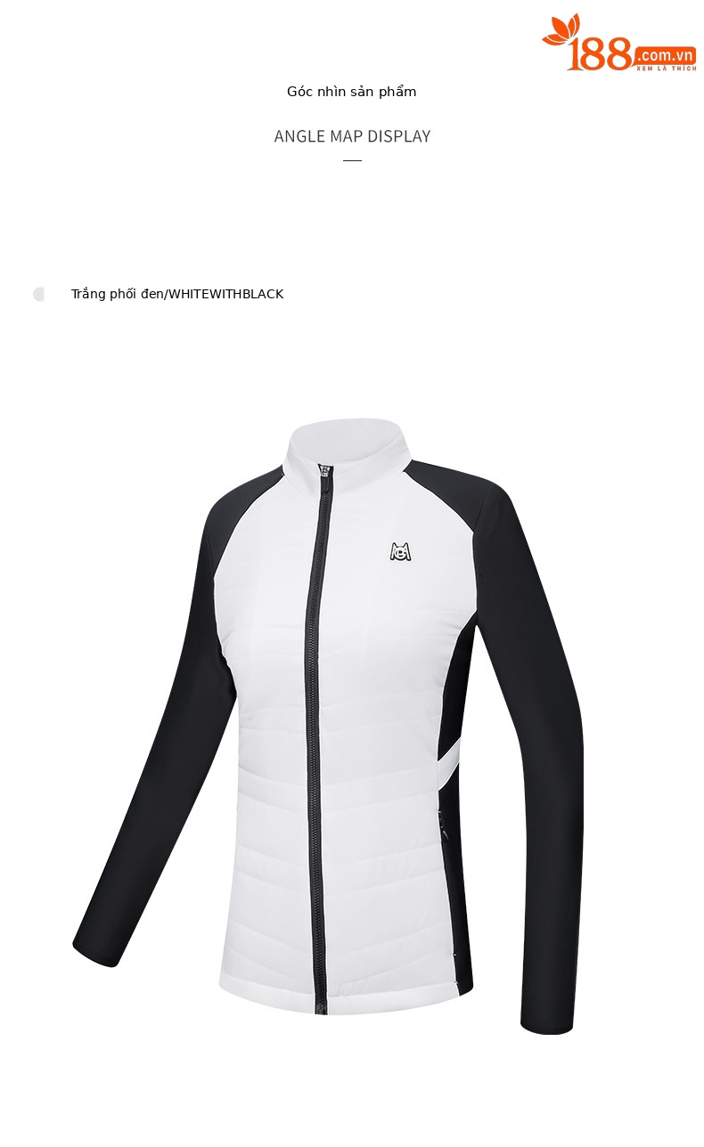 Áo khoác golf nữ chần bông giữ ấm phối màu tôn dáng — Yf514-xanh Navy Trắng [chần bông], Yf514-trắng Đen [chần bông] chi tiết 7