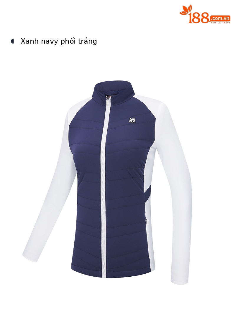 Áo khoác golf nữ chần bông giữ ấm phối màu tôn dáng — Yf514-xanh Navy Trắng [chần bông], Yf514-trắng Đen [chần bông] chi tiết 10