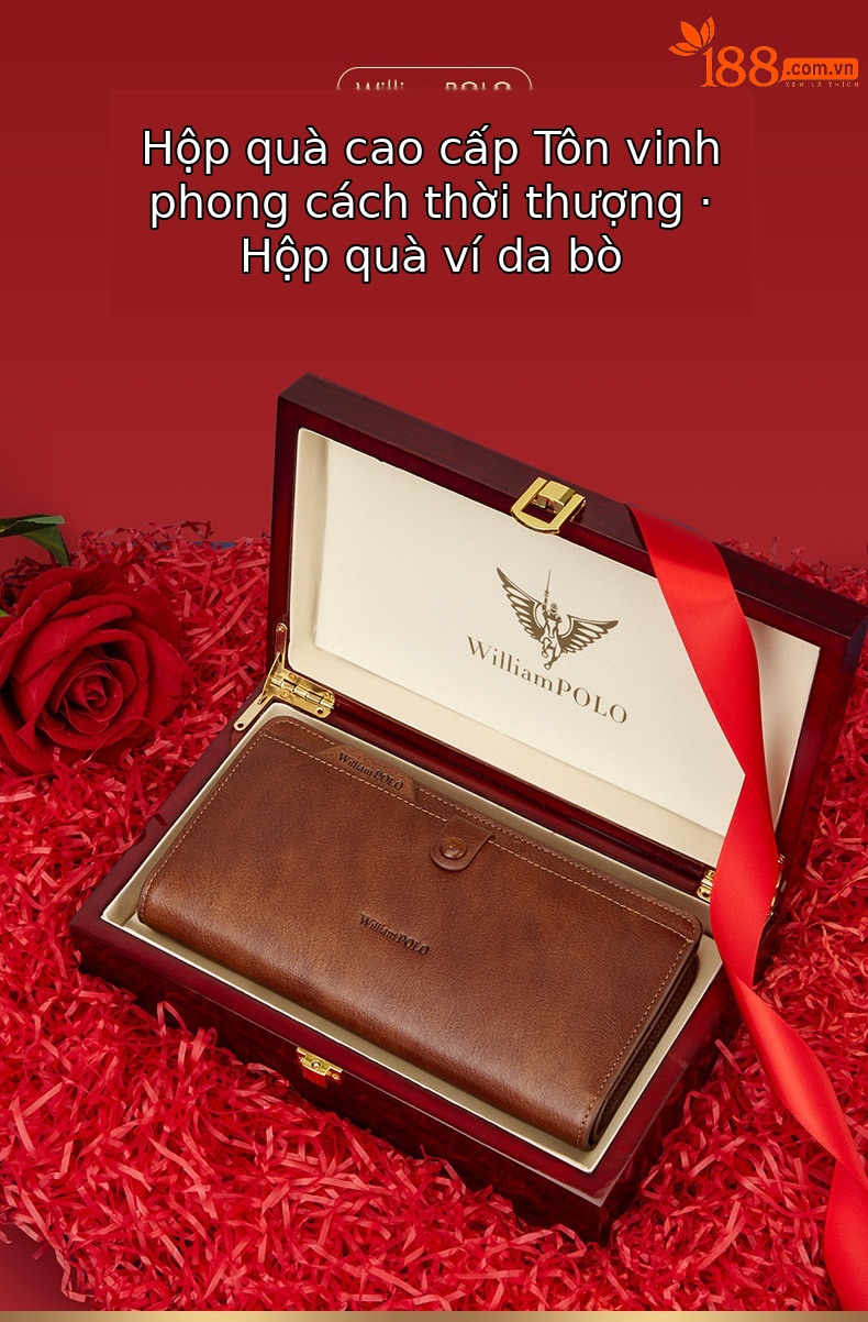 Ví dài nữ King Paul da bò thật nhiều ngăn đựng tiền xu và bằng lái chi tiết 1
