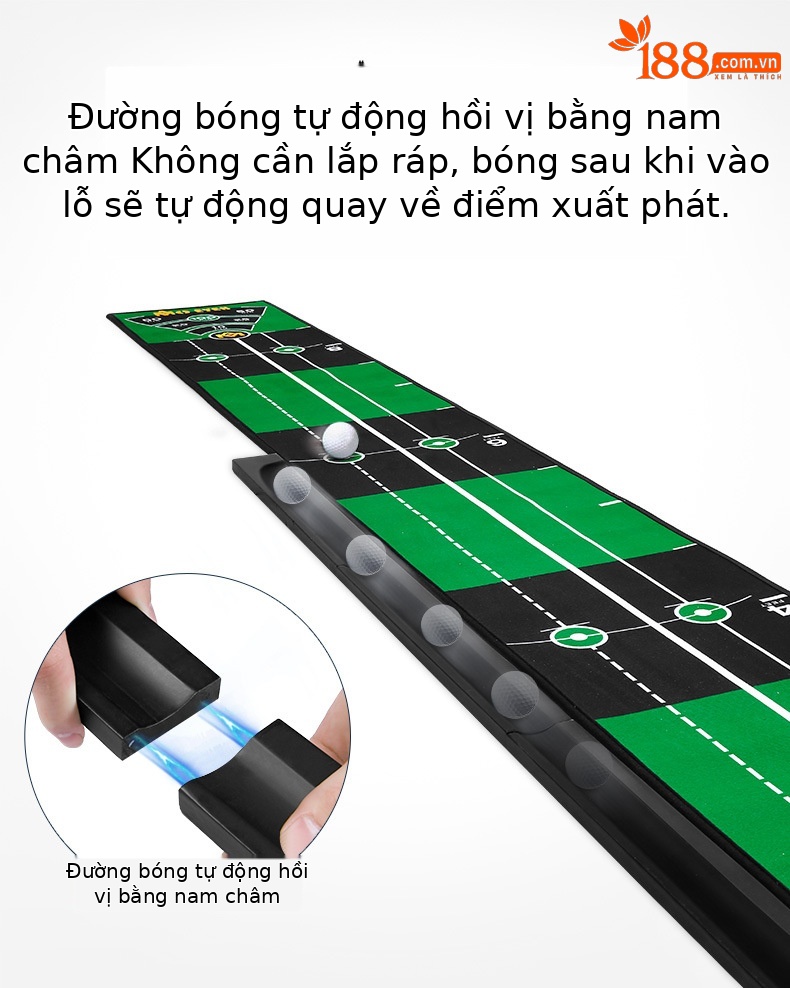 Bộ tập golf gỗ từ tính tự động hồi bóng 3m — [M22TL01] Máy tập thanh đẩy gỗ 3m chi tiết 4