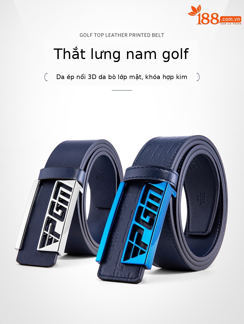 Thắt lưng Golf PGM da bò in nổi ba chiều, khóa hợp kim thể thao cho nam — Một size chi tiết 2