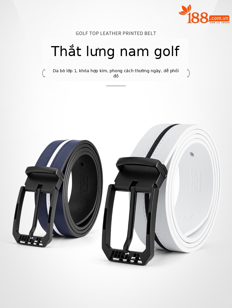 Thắt lưng Golf PGM da bò lớp đầu tiên khóa hợp kim cho nam — Một size chi tiết 2