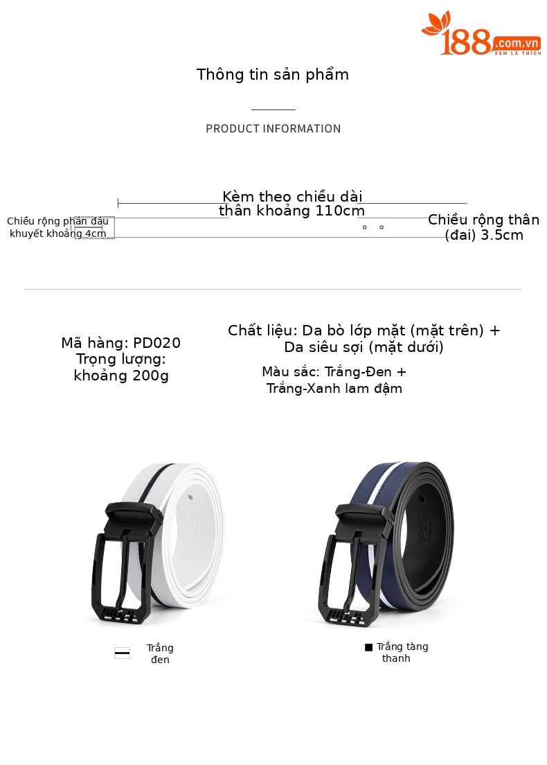 Thắt lưng Golf PGM da bò lớp đầu tiên khóa hợp kim cho nam — Một size chi tiết 4