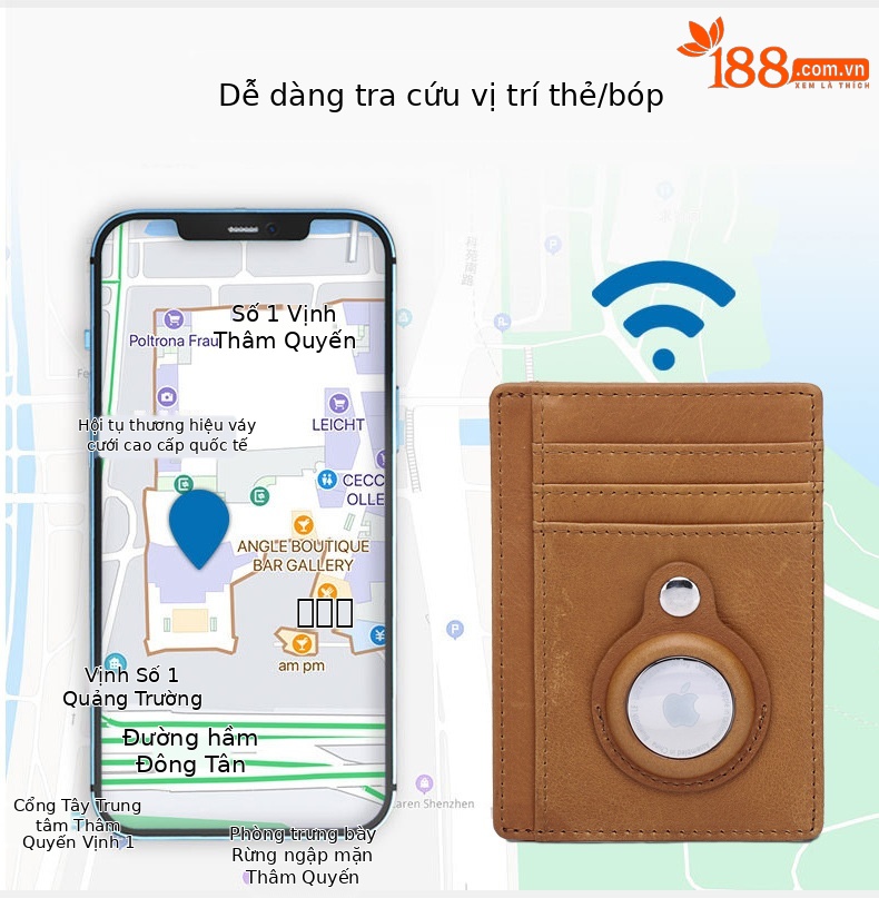 Ví cầm tay nữ da bò chống trộm RFID, đựng thẻ tín dụng và airtag — Màu nâu vàng, Màu cà phê, Màu đen chi tiết 5