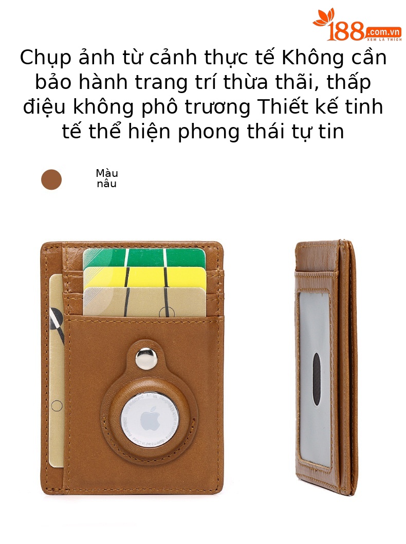 Ví cầm tay nữ da bò chống trộm RFID, đựng thẻ tín dụng và airtag — Màu nâu vàng, Màu cà phê, Màu đen chi tiết 10