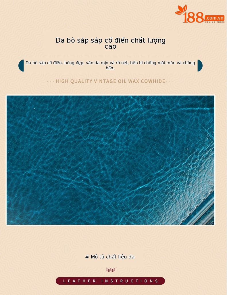 Ví da bò dài nữ cao cấp chống trộm phong cách retro dây kéo chi tiết 3