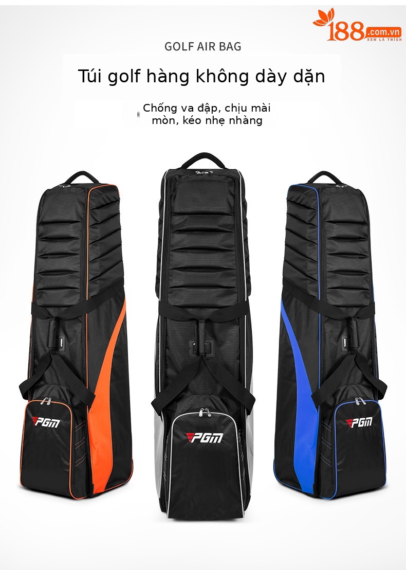 Túi vận chuyển golf hàng không PGM chống va chạm dày bông, kích thước 138x35x43 cm — Hkb013-xanh Đen [chống va chạm dày], HKB013-Cam Đen [chống va chạm dày], HKB013-Bạc Đen [chống va chạm dày] chi tiết 2