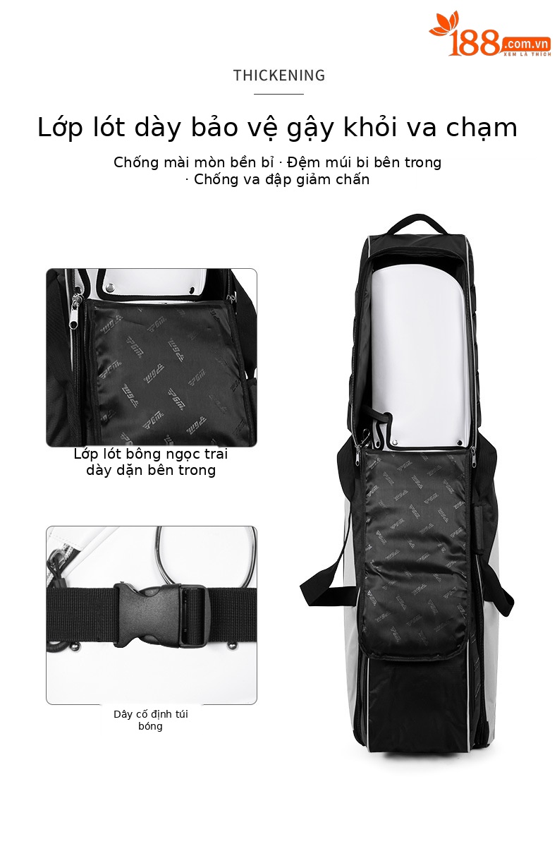 Túi vận chuyển golf hàng không PGM chống va chạm dày bông, kích thước 138x35x43 cm — Hkb013-xanh Đen [chống va chạm dày], HKB013-Cam Đen [chống va chạm dày], HKB013-Bạc Đen [chống va chạm dày] chi tiết 3