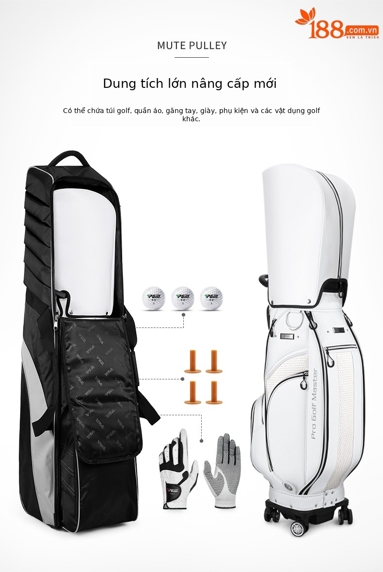 Túi vận chuyển golf hàng không PGM chống va chạm dày bông, kích thước 138x35x43 cm — Hkb013-xanh Đen [chống va chạm dày], HKB013-Cam Đen [chống va chạm dày], HKB013-Bạc Đen [chống va chạm dày] chi tiết 4