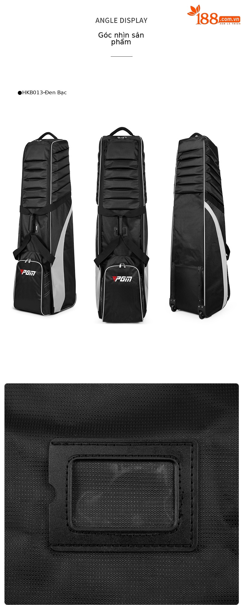 Túi vận chuyển golf hàng không PGM chống va chạm dày bông, kích thước 138x35x43 cm — Hkb013-xanh Đen [chống va chạm dày], HKB013-Cam Đen [chống va chạm dày], HKB013-Bạc Đen [chống va chạm dày] chi tiết 7