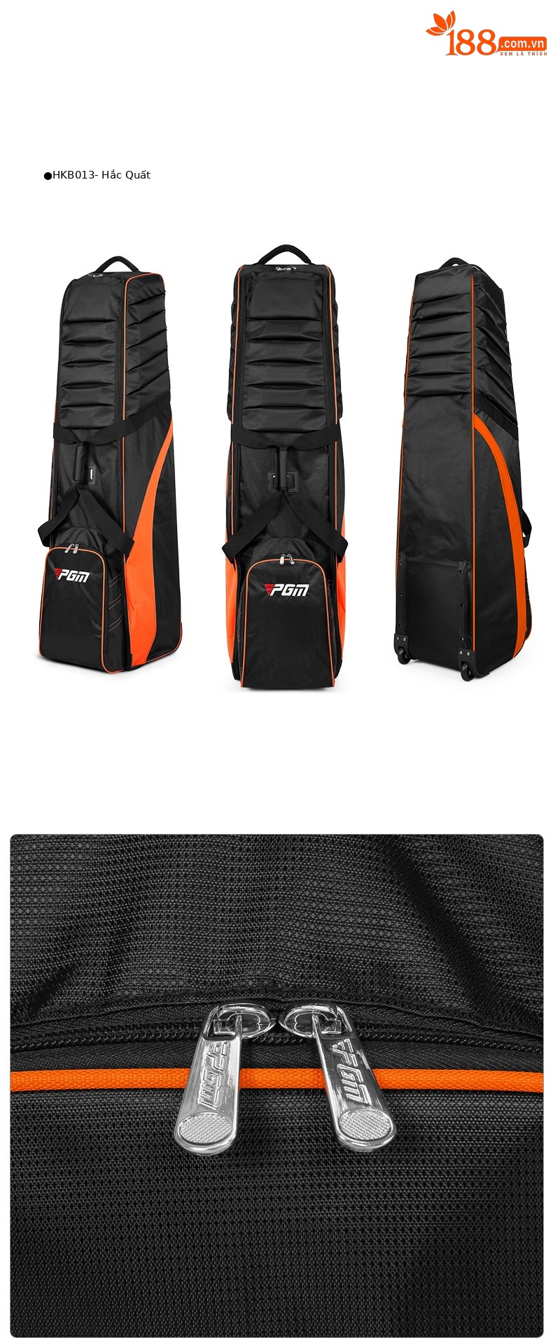 Túi vận chuyển golf hàng không PGM chống va chạm dày bông, kích thước 138x35x43 cm — Hkb013-xanh Đen [chống va chạm dày], HKB013-Cam Đen [chống va chạm dày], HKB013-Bạc Đen [chống va chạm dày] chi tiết 9