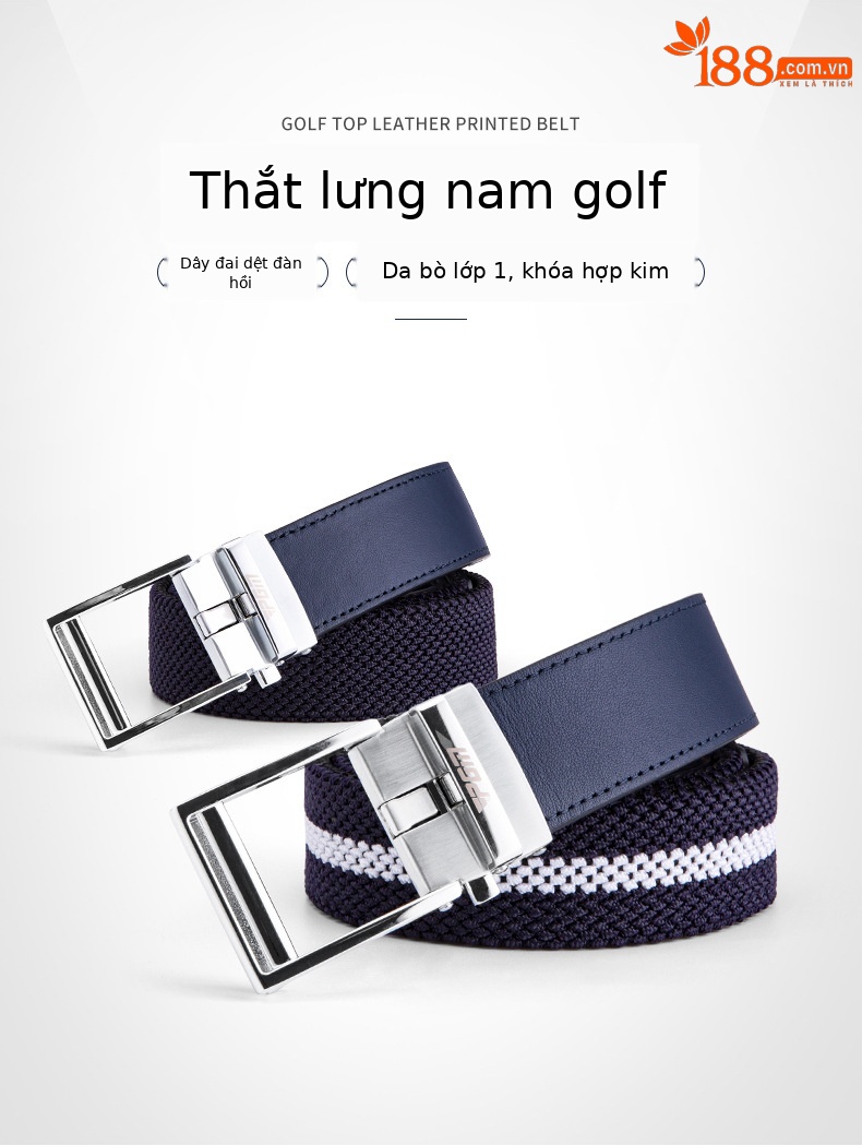 Thắt lưng Golf PGM dệt kim co giãn nam đầu khóa hợp kim da bò — Một size chi tiết 2