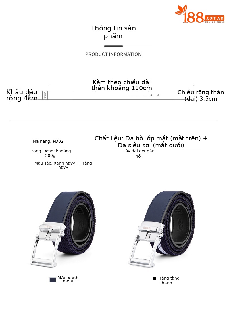 Thắt lưng Golf PGM dệt kim co giãn nam đầu khóa hợp kim da bò — Một size chi tiết 4