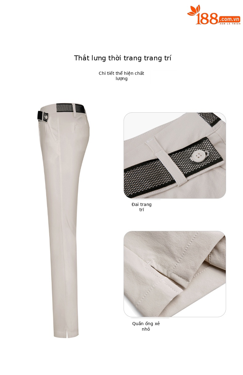 Quần golf nữ dài tôn dáng PGM co giãn cao thắt lưng lưới — KUZ145-màu trắng, KUZ145-Kaki, KUZ145-Màu đen chi tiết 4