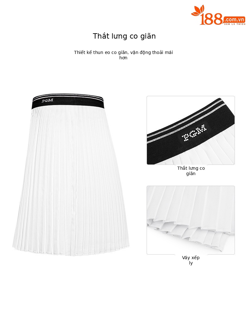 Váy golf nữ PGM xếp ly co giãn khô nhanh — Qz088-màu xanh hải quân, QZ088-Màu đen, QZ088-màu trắng chi tiết 3