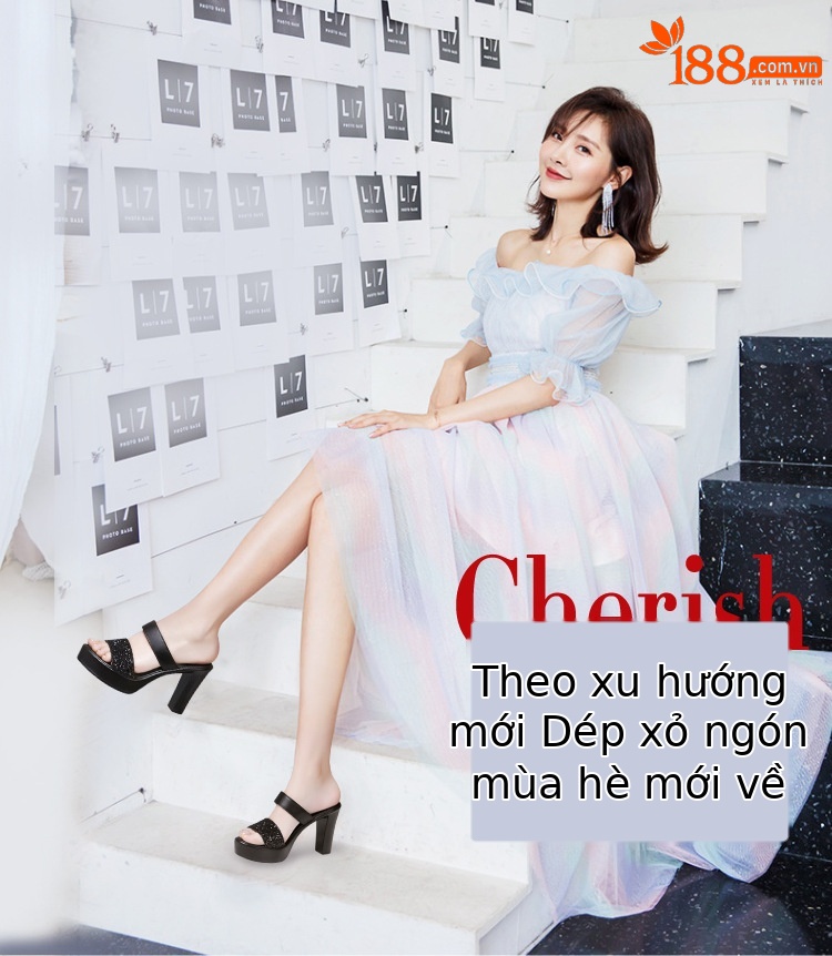 Dép xỏ ngón nữ gót vuông cao gót đế xuồng platform 8-10 cm — Màu bạc 10CM, Màu bạc 8CM, Đen 10CM, Đen 8CM chi tiết 1