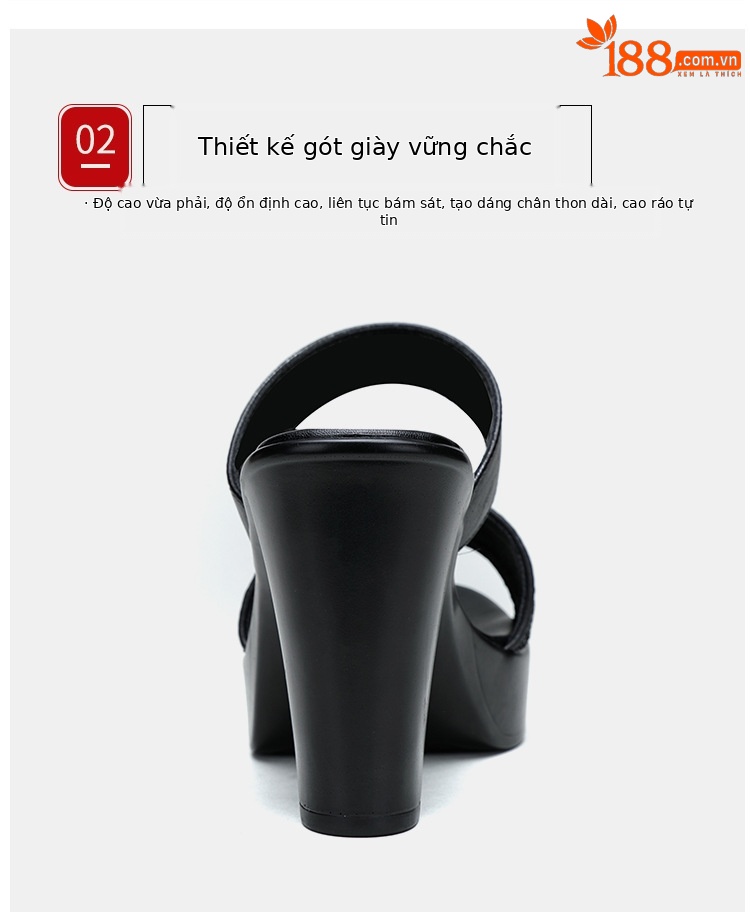 Dép xỏ ngón nữ gót vuông cao gót đế xuồng platform 8-10 cm — Màu bạc 10CM, Màu bạc 8CM, Đen 10CM, Đen 8CM chi tiết 8
