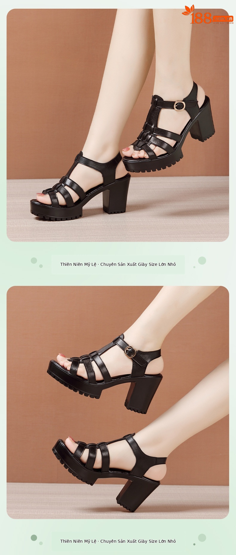 Sandal cao gót nữ quai ngang đế dày platform hở mũi gót 8 cm — Đỏ 8CM, Màu trắng 8CM, Đen 8CM chi tiết 5
