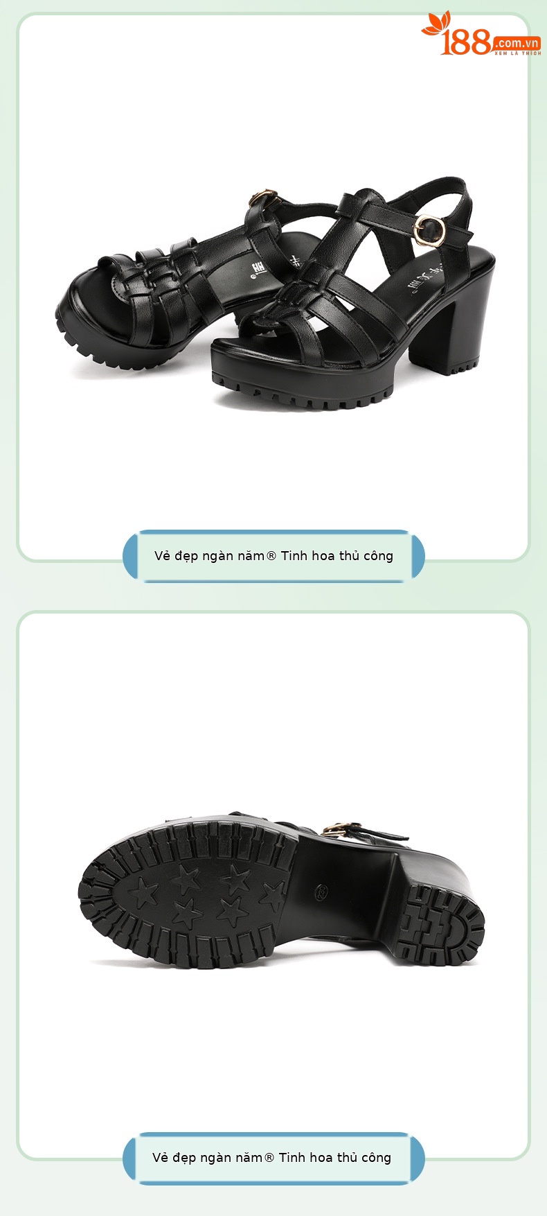Sandal cao gót nữ quai ngang đế dày platform hở mũi gót 8 cm — Đỏ 8CM, Màu trắng 8CM, Đen 8CM chi tiết 9