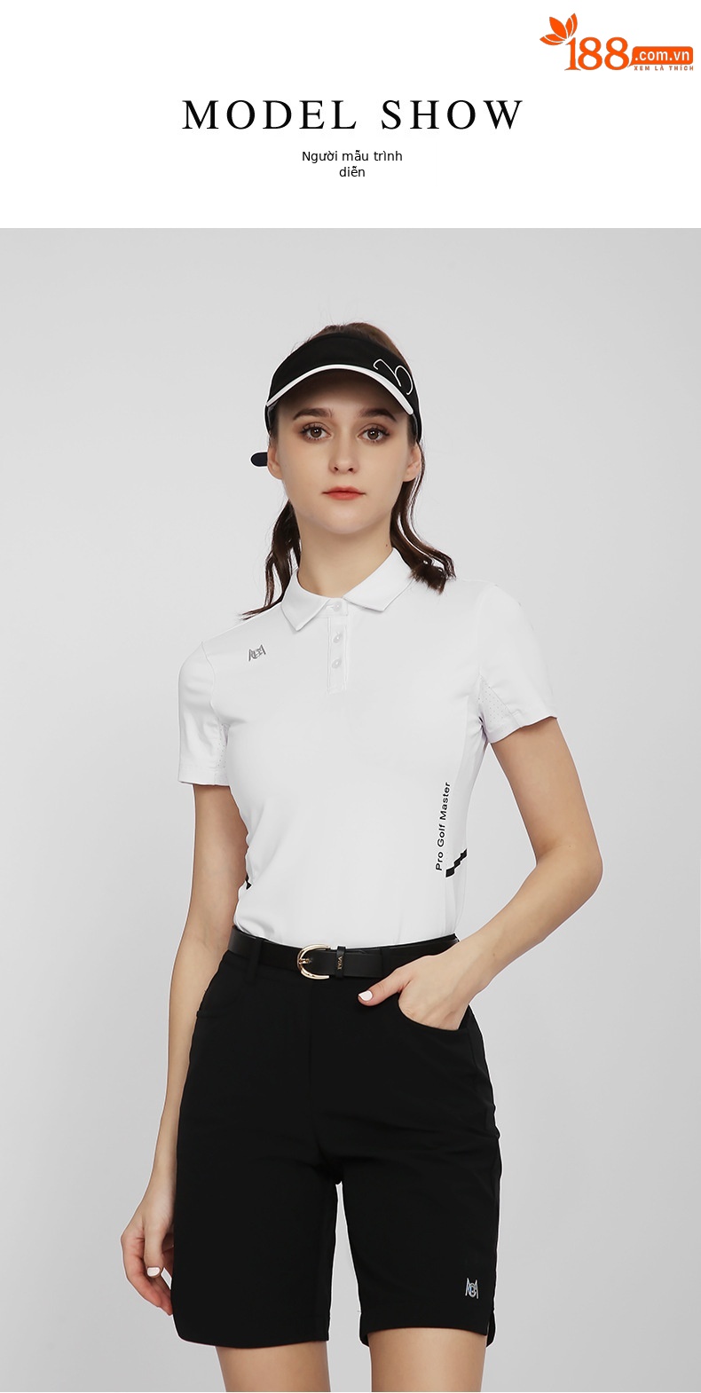 Quần short golf nữ PGM cạp cao ống đứng thể thao mùa hè — KUZ148-Đen, KUZ148-Kaki, KUZ148-màu trắng chi tiết 6