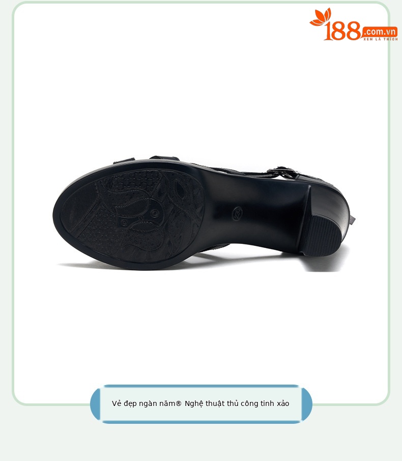 Sandal cao gót nữ hở mũi đế xuồng 8–10 cm, phong cách La Mã đục lỗ, đế mềm, size lớn — Màu đen 10cm, Trắng 10CM, Màu trắng 8CM, Đen 8CM chi tiết 11