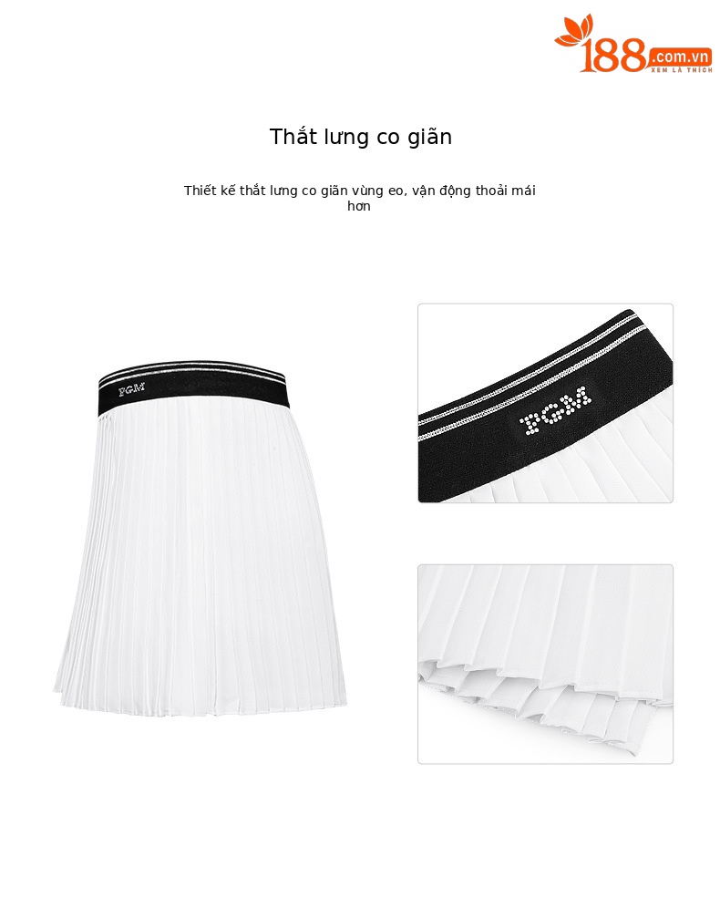 Váy golf bé gái PGM mùa hè thể thao nhanh khô eo thun xếp li — QZ090-màu xanh nước biển, QZ090-màu trắng, QZ090-Màu đen chi tiết 3