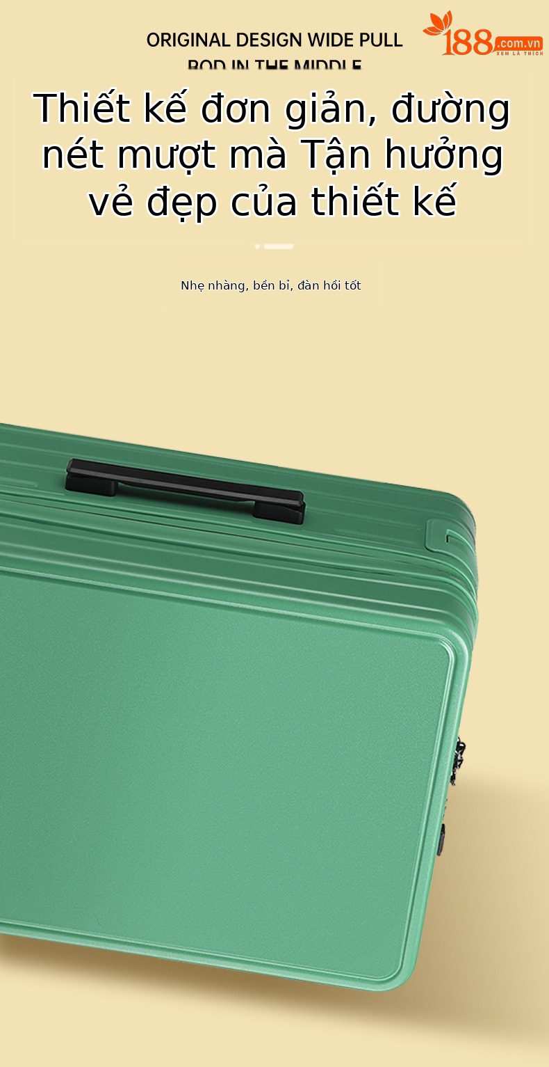 Vali kéo tay cầm rộng 20 inch nhẹ chống thấm nước chống trầy xước cho nữ — Xám đậm, Màu đen, Màu tím, Màu trắng chi tiết 4