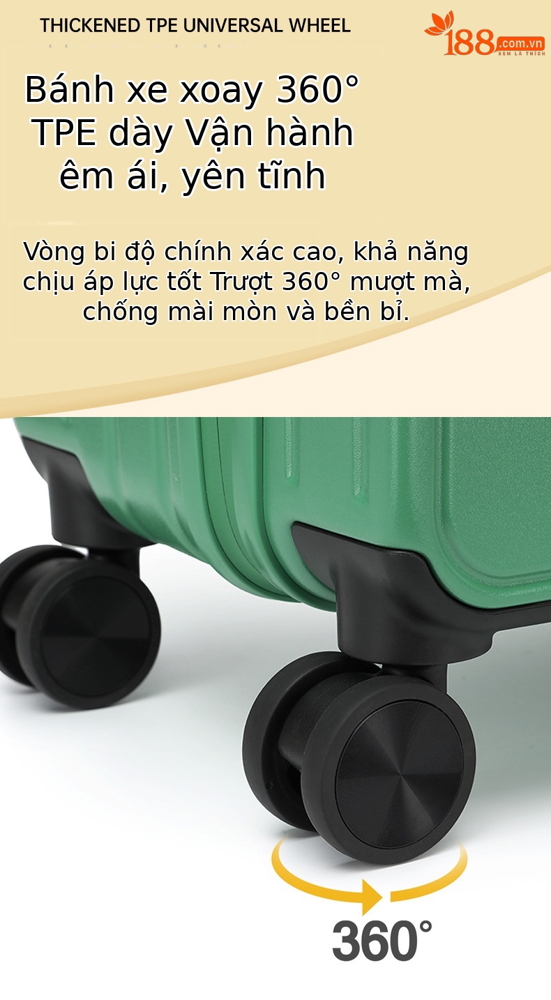 Vali kéo tay cầm rộng 20 inch nhẹ chống thấm nước chống trầy xước cho nữ — Xám đậm, Màu đen, Màu tím, Màu trắng chi tiết 5